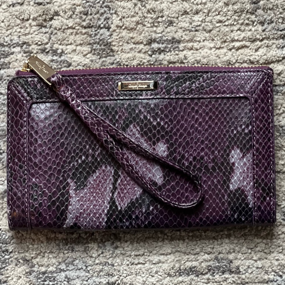 Cole Haan Hayden Clara Wallet Royal Berry Python Leather NWT Wristlet Clutch
